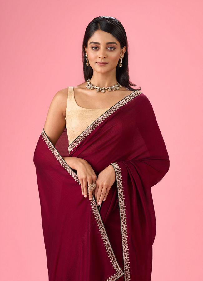 Mohey Women Wine Enchantment Saree