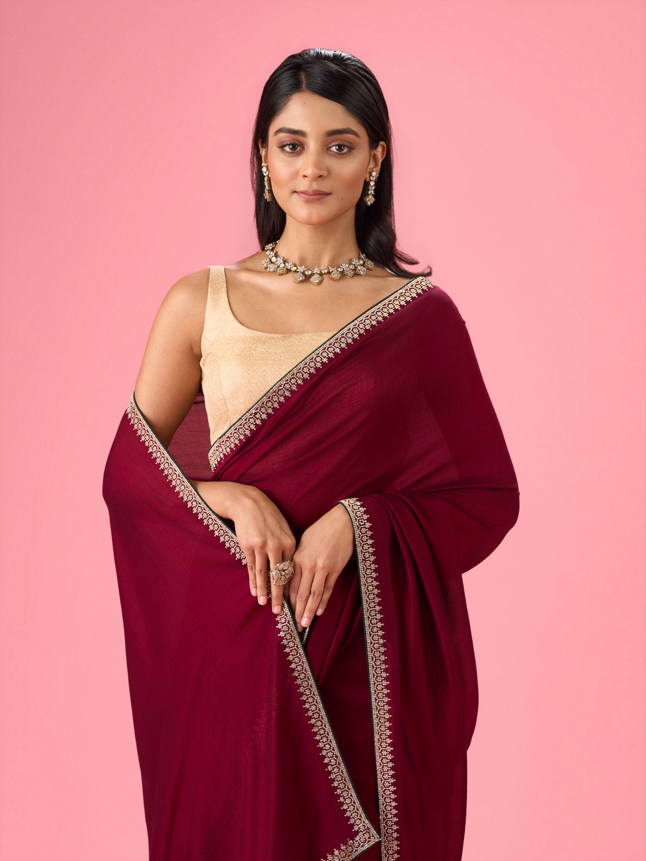 Mohey Women Wine Enchantment Saree
