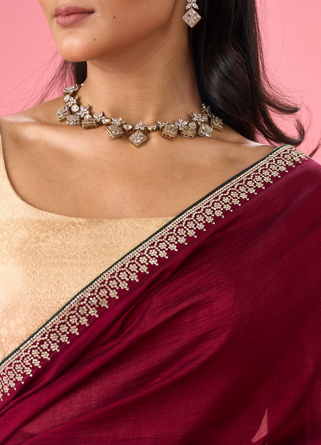 Mohey Women Wine Enchantment Saree