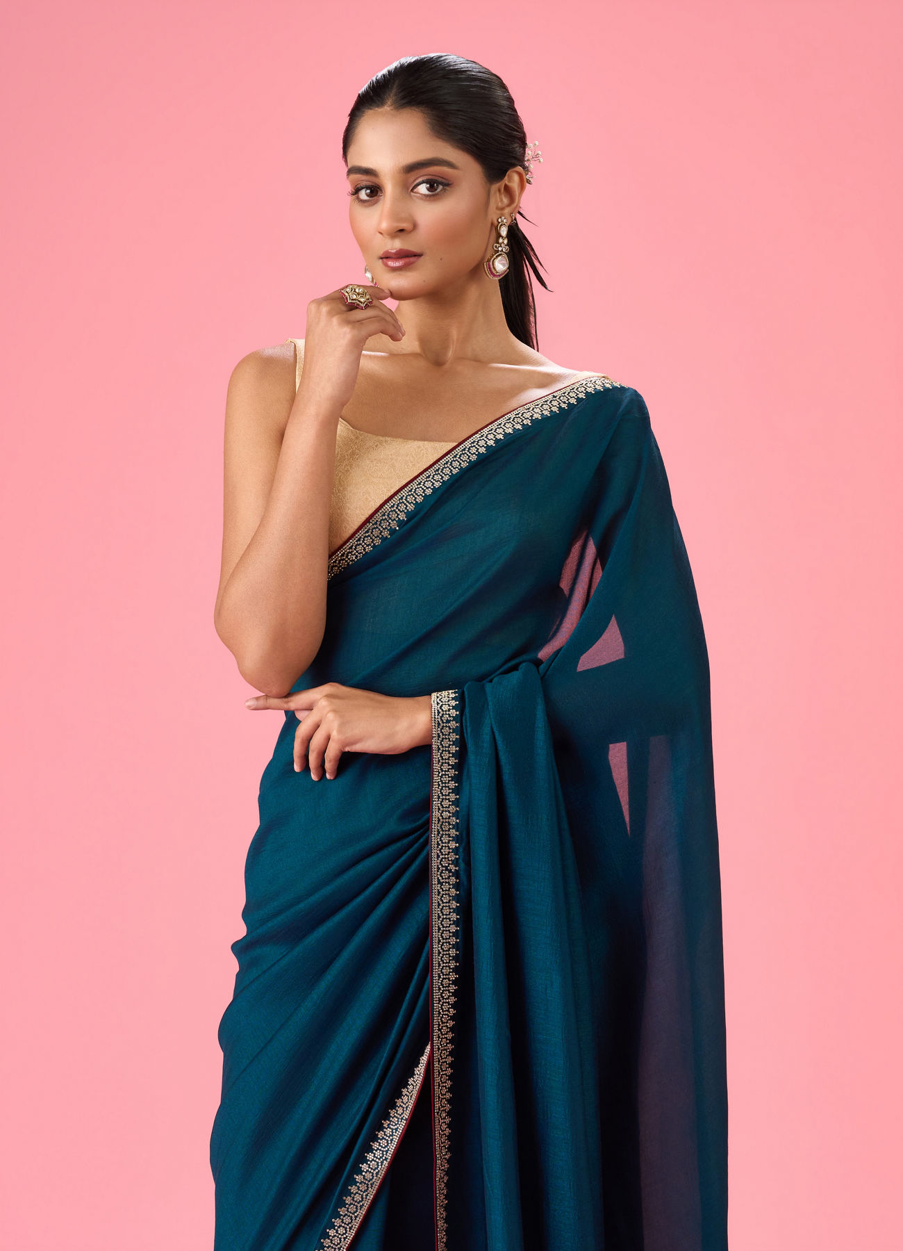 Mohey Women Regal Blue Saree