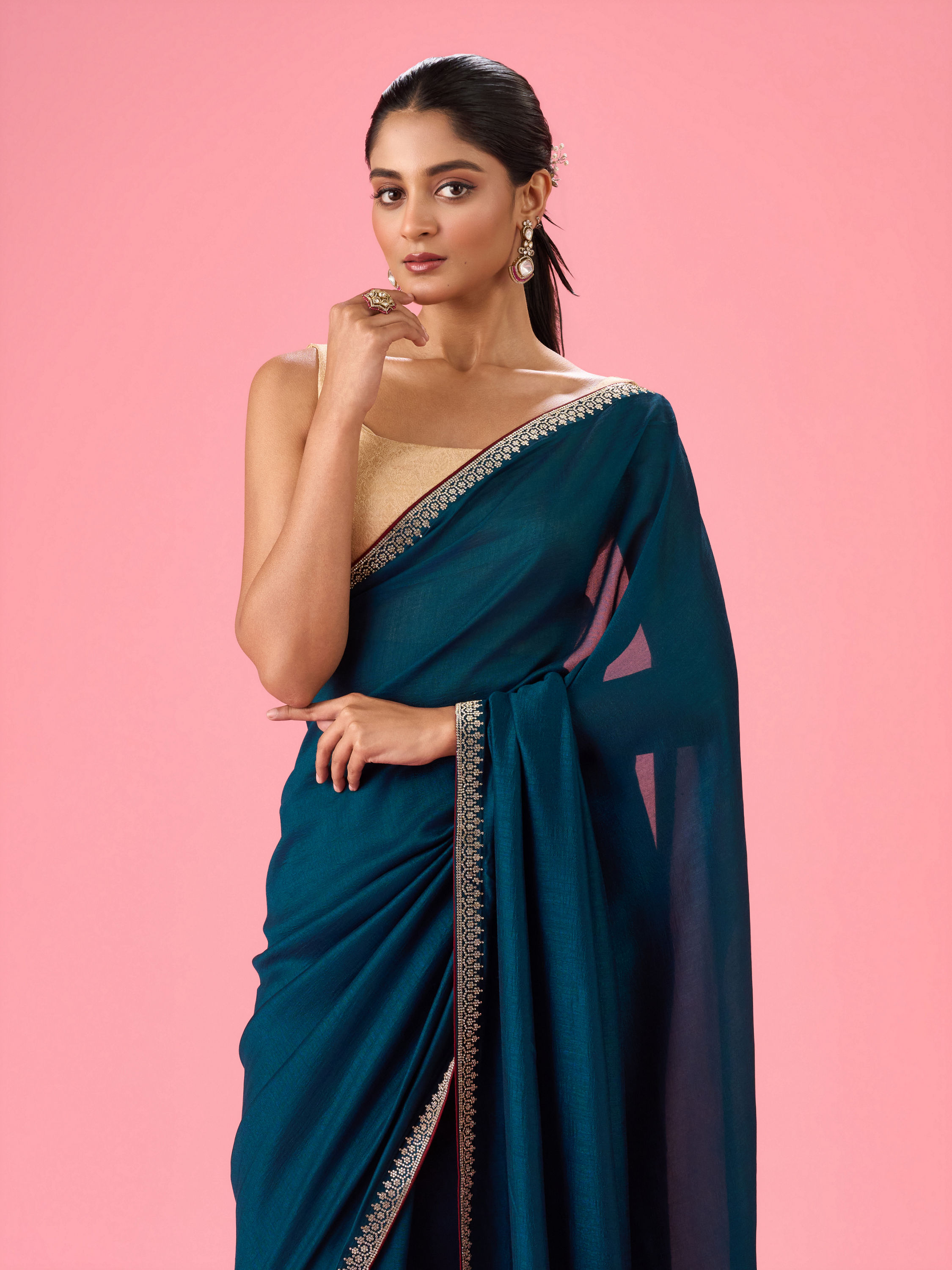 Mohey Women Regal Blue Saree