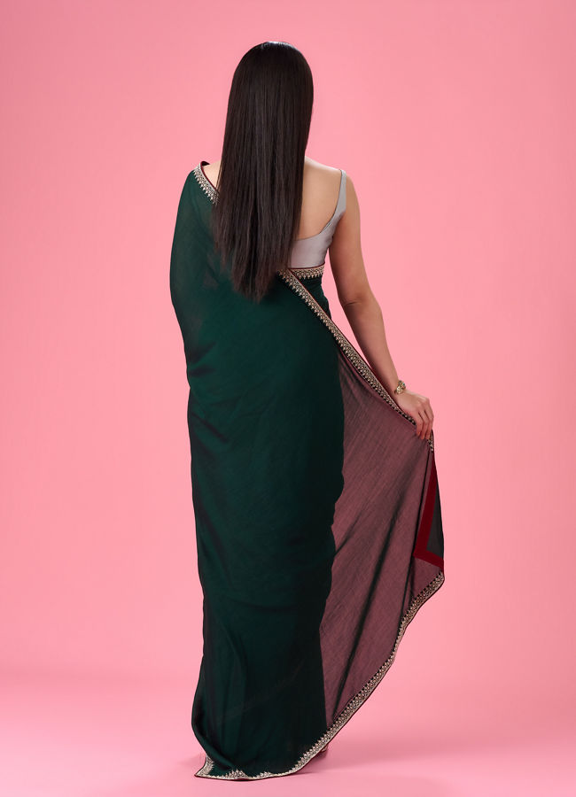 Mohey Women Bottle Green Celebration Saree