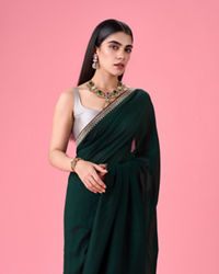 Mohey Women Bottle Green Celebration Saree