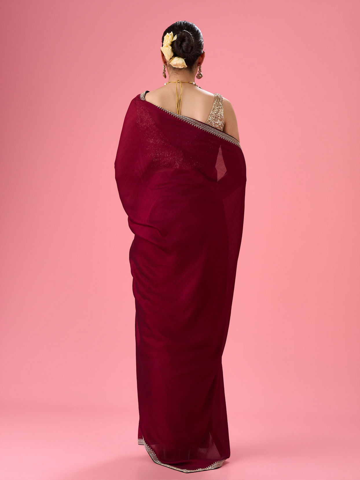 Mohey Women Wine Hued Elegance Saree