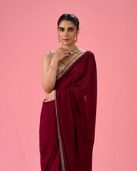 Mohey Women Wine Hued Elegance Saree