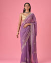 Mohey Women Elegant Purple Organza Saree