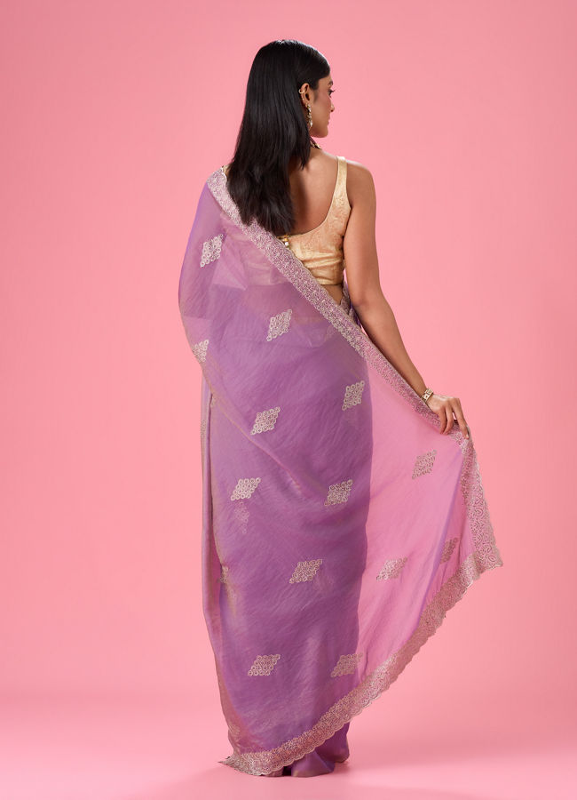 Mohey Women Elegant Purple Organza Saree