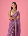 Mohey Women Elegant Purple Organza Saree