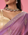 Mohey Women Elegant Purple Organza Saree