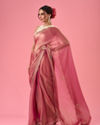 Mohey Women Pink Elegance Organza Saree