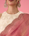 Mohey Women Pink Elegance Organza Saree