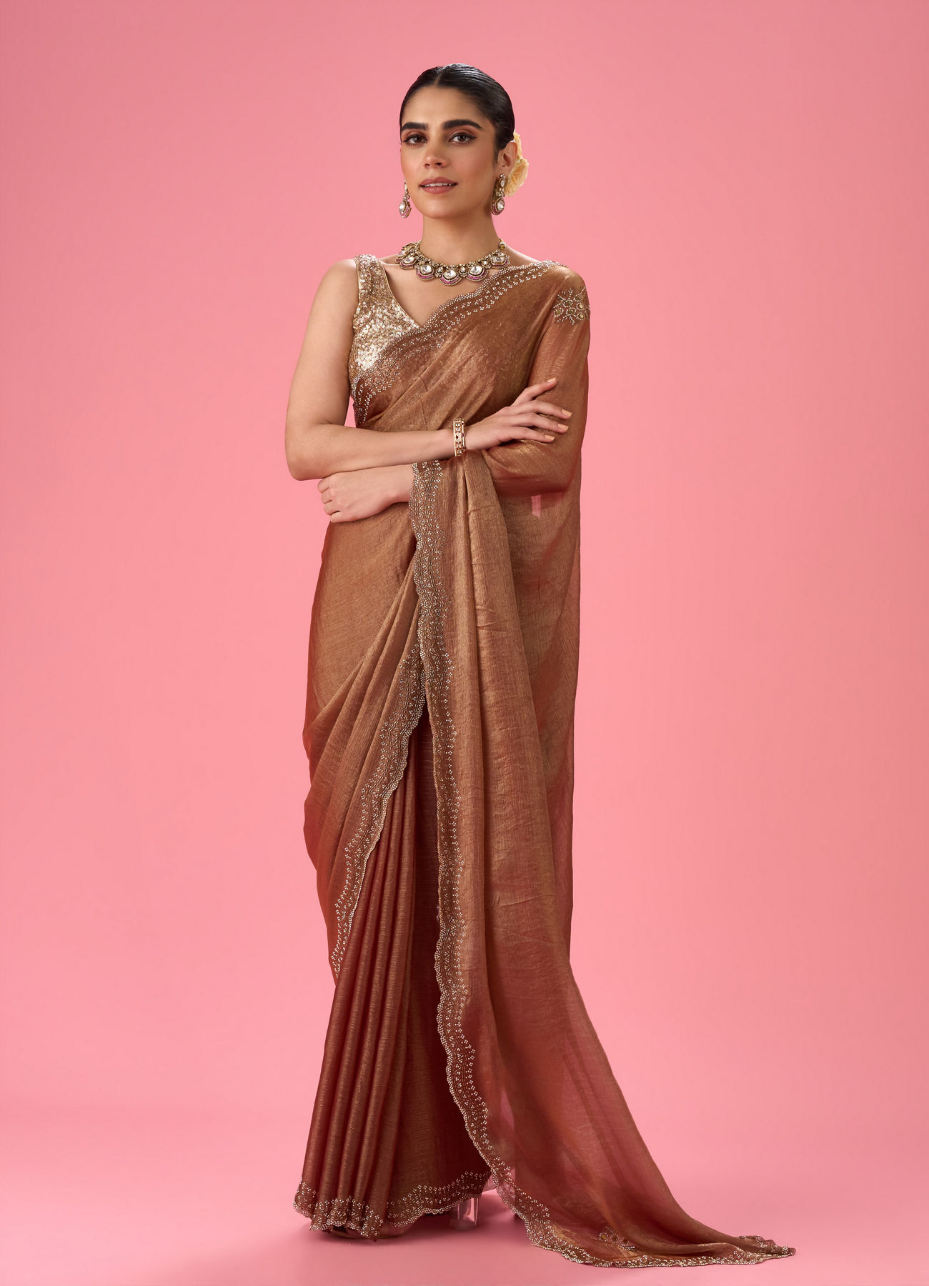 Mohey Women Gajree Pink Elegance Saree