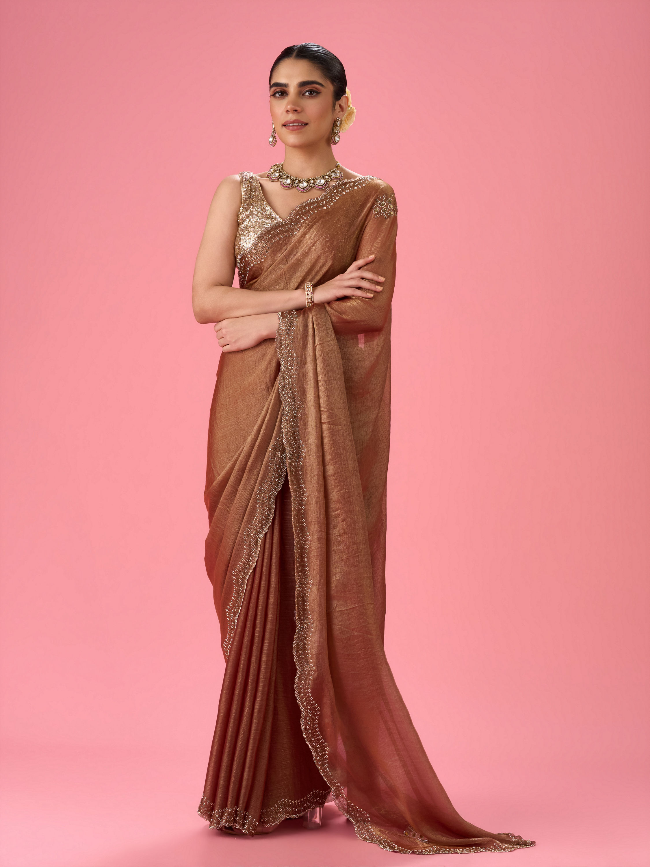 Mohey Women Gajree Pink Elegance Saree