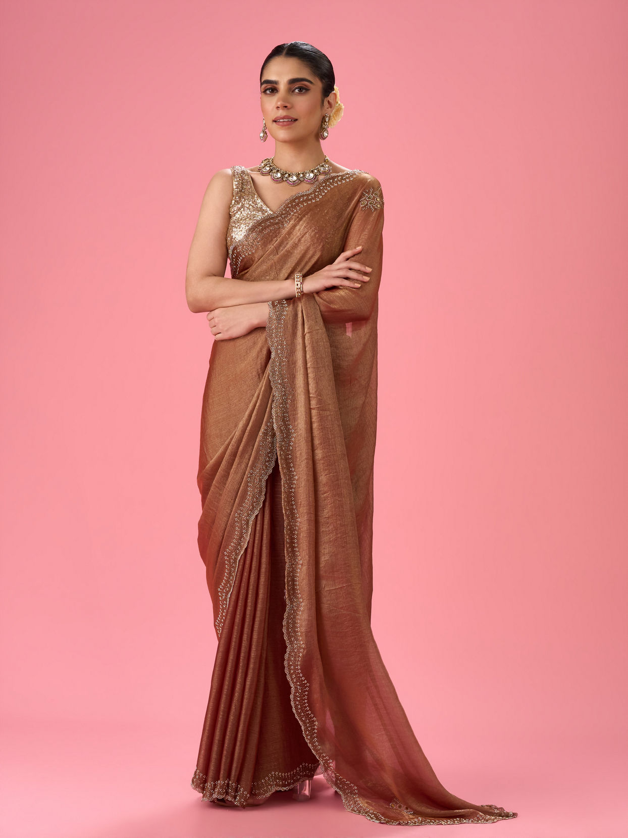 Mohey Women Gajree Pink Elegance Saree