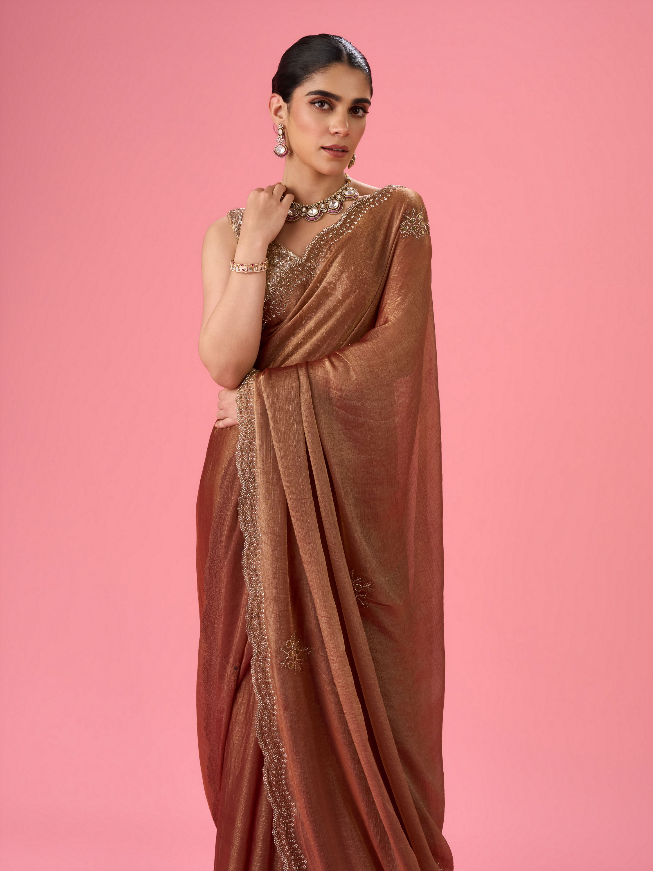 Mohey Women Gajree Pink Elegance Saree