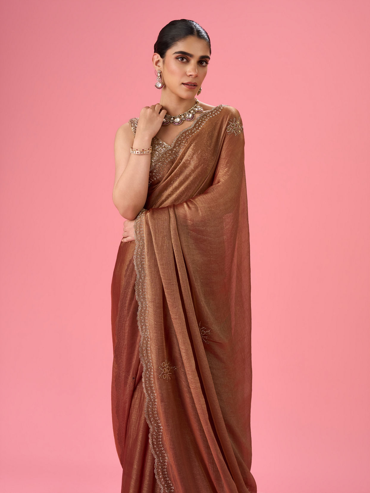 Mohey Women Gajree Pink Elegance Saree
