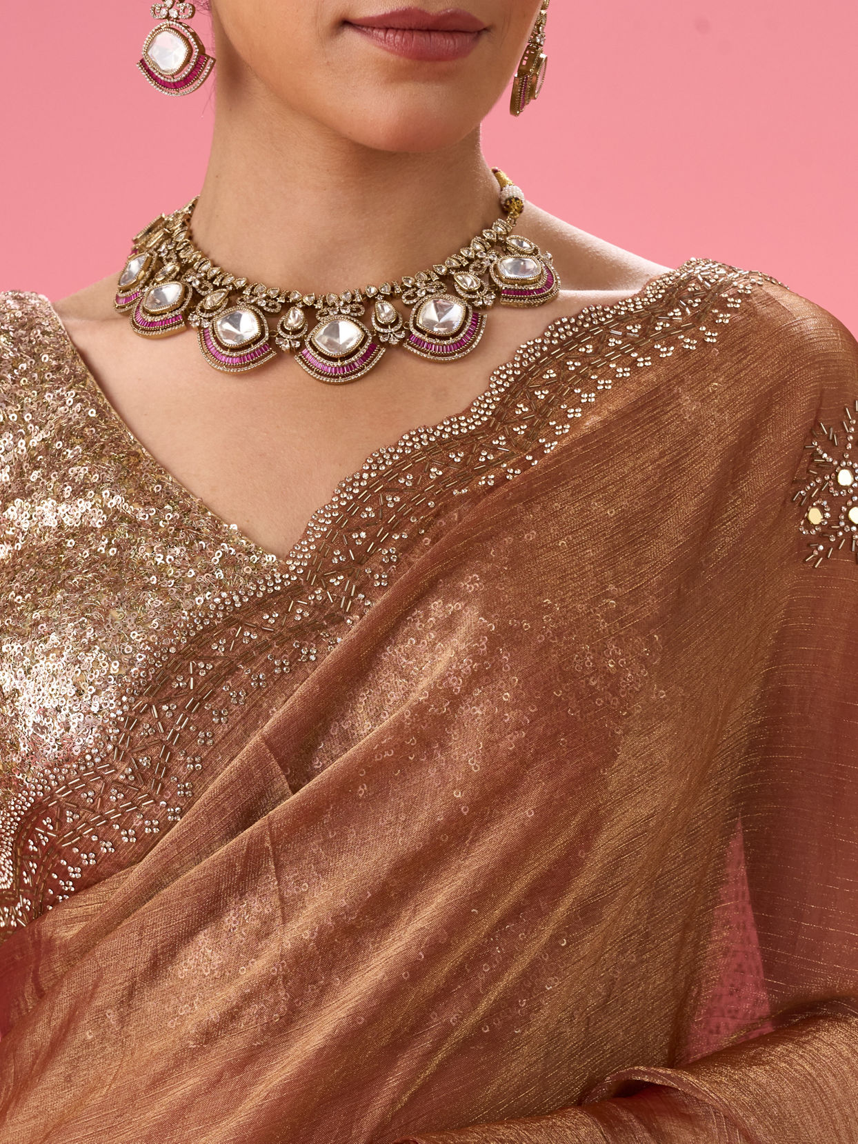 Mohey Women Gajree Pink Elegance Saree