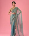 Mohey Women Light Blue Festive Organza Saree