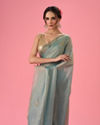 Mohey Women Light Blue Festive Organza Saree