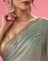 Mohey Women Light Blue Festive Organza Saree