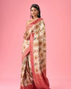Mohey Women Dazzling Cream Banarasi Saree Ensemble