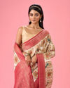 Mohey Women Dazzling Cream Banarasi Saree Ensemble