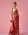 Mohey Women Pink Silk Banarasi Saree with Weave Design