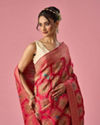 Mohey Women Pink Silk Banarasi Saree with Weave Design