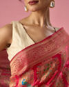 Mohey Women Pink Silk Banarasi Saree with Weave Design