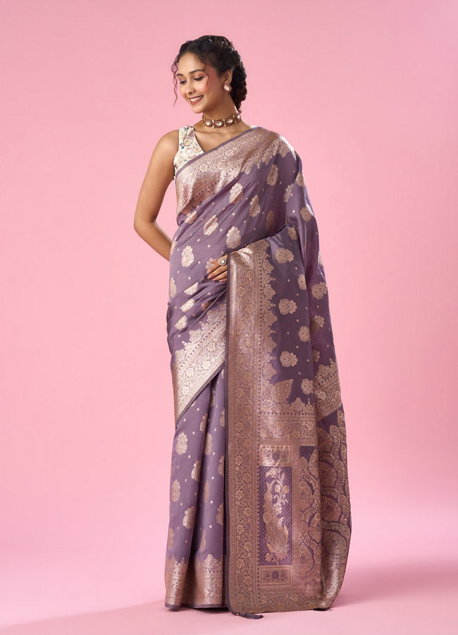 Mohey Women Purple Art Silk Saree with Weave Design