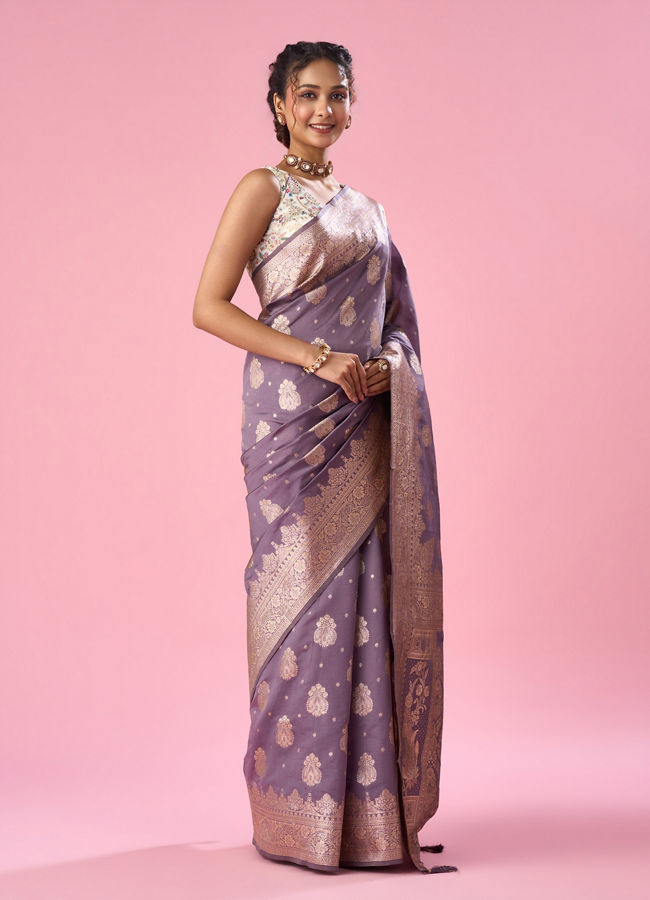 Mohey Women Purple Art Silk Saree with Weave Design