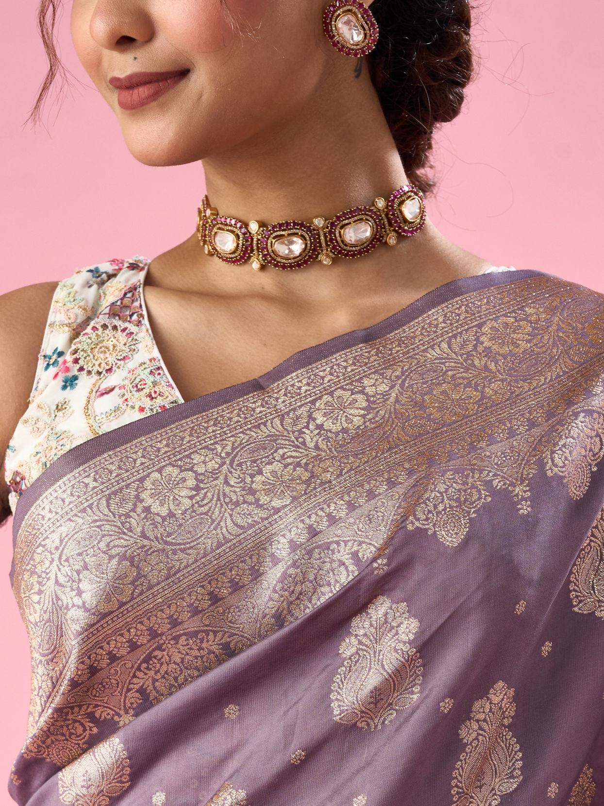 Mohey Women Purple Art Silk Saree with Weave Design