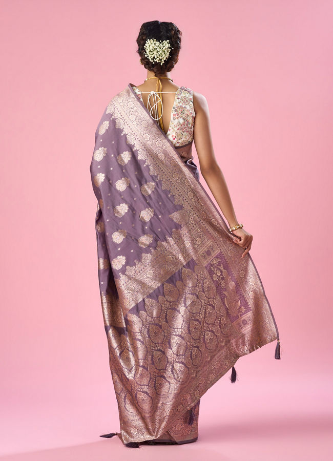 Mohey Women Purple Art Silk Saree with Weave Design