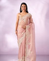 Mohey Women Light Pink Organza Saree with Embroidery