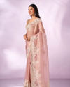 Mohey Women Light Pink Organza Saree with Embroidery