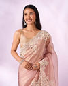 Mohey Women Light Pink Organza Saree with Embroidery