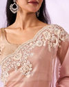 Mohey Women Light Pink Organza Saree with Embroidery
