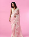 Mohey Women Dusty Pink Enchantress Organza Saree