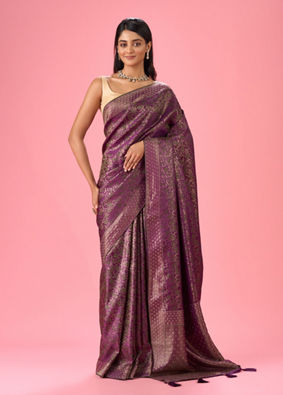 Mohey Women Purple Elegance Banarasi Saree