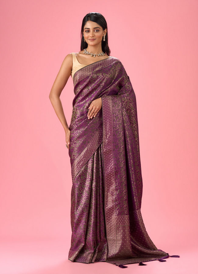 Mohey Women Purple Elegance Banarasi Saree