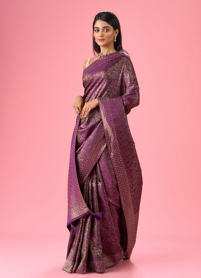 Mohey Women Purple Elegance Banarasi Saree