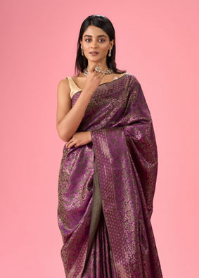 Mohey Women Purple Elegance Banarasi Saree