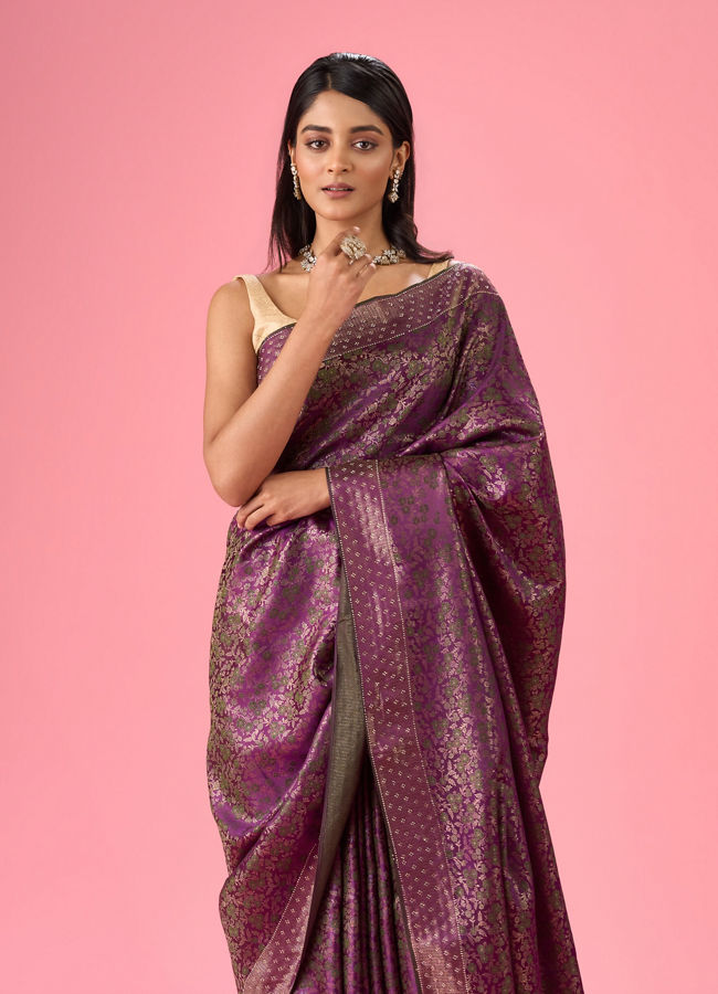 Mohey Women Purple Elegance Banarasi Saree