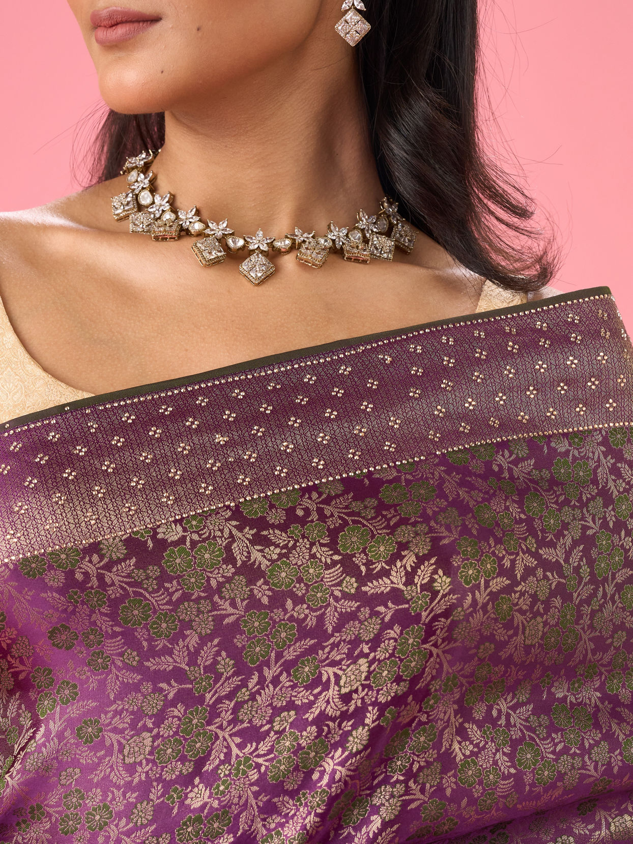 Mohey Women Purple Elegance Banarasi Saree