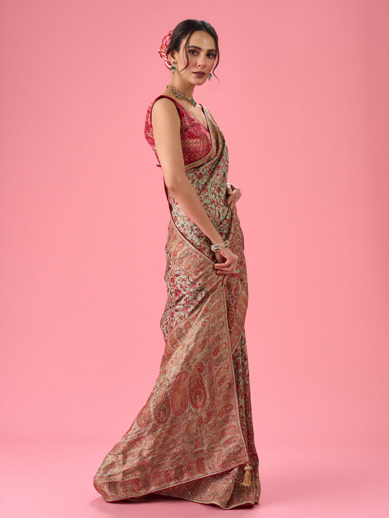 Mohey Women Sea Green Art Silk Banarasi Saree