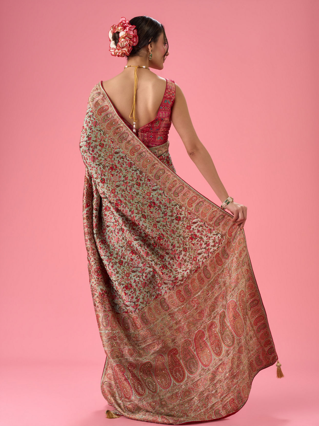 Mohey Women Sea Green Art Silk Banarasi Saree