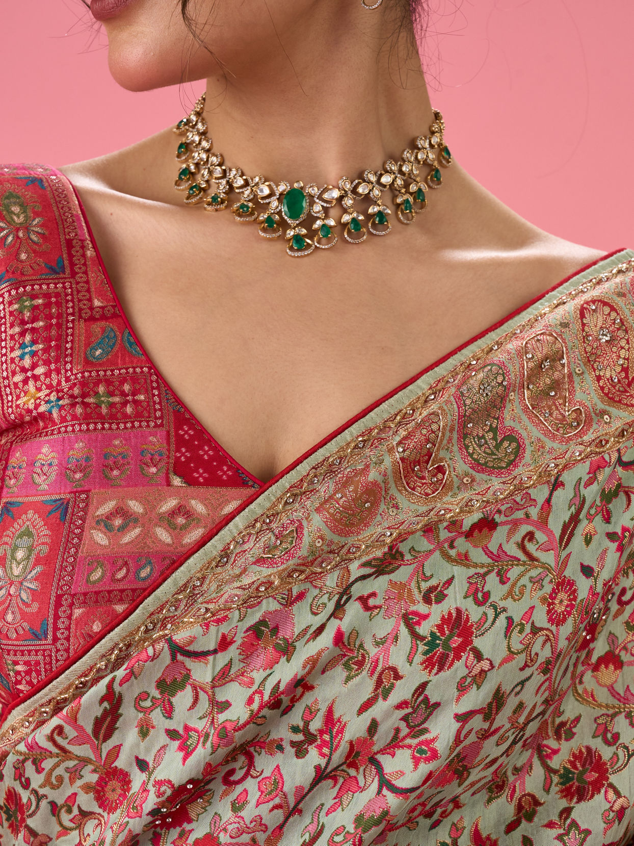 Mohey Women Sea Green Art Silk Banarasi Saree