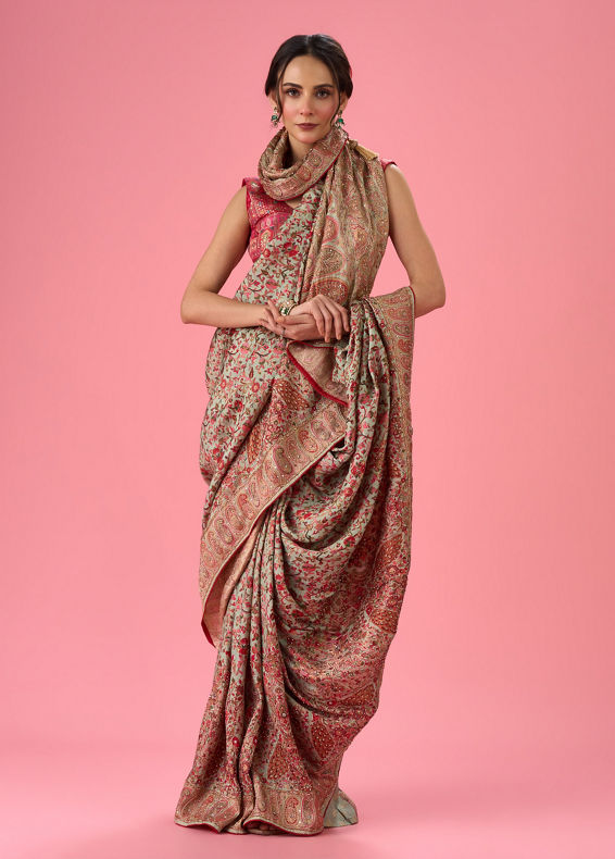 Mohey Women Sea Green Art Silk Banarasi Saree