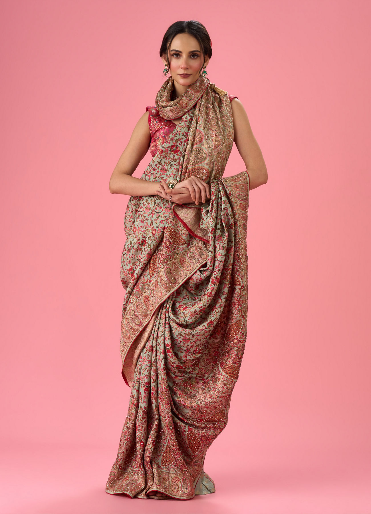 Mohey Women Sea Green Art Silk Banarasi Saree