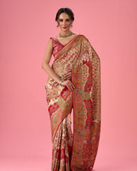 Mohey Women Elegant Cream Brilliance Banarasi Saree